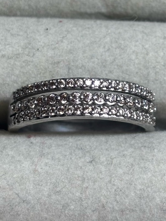 Bomb Party Jewelry - BOMB PARTY Silver Pavé Triple-Row Ring